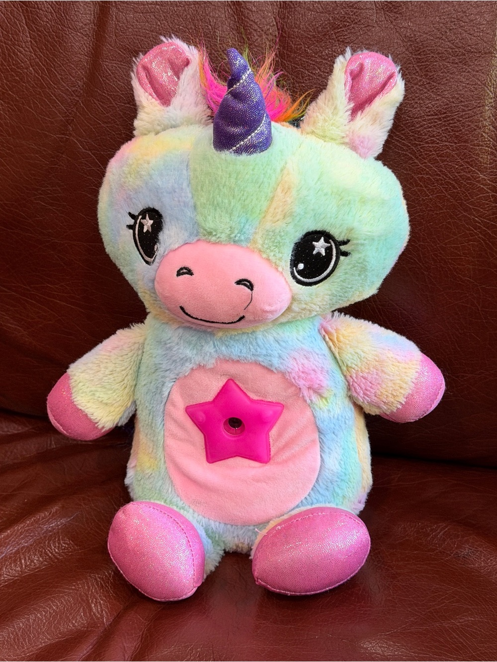 Star Belly Dream Lites Rainbow Unicorn Plush Toy with Pink Star